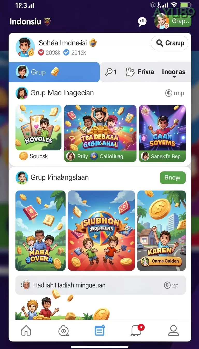 Cuplikan layar menu unduhan ayu89 untuk perangkat Android